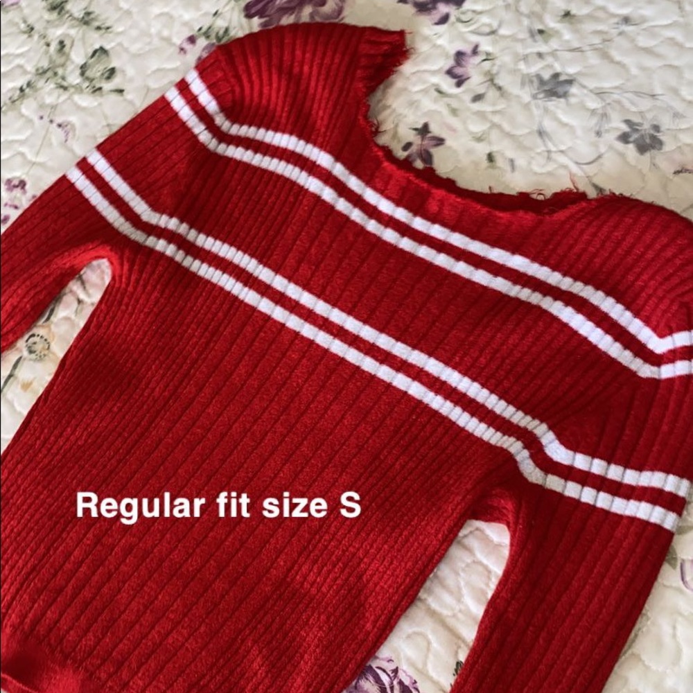 Red and white stripped shirt